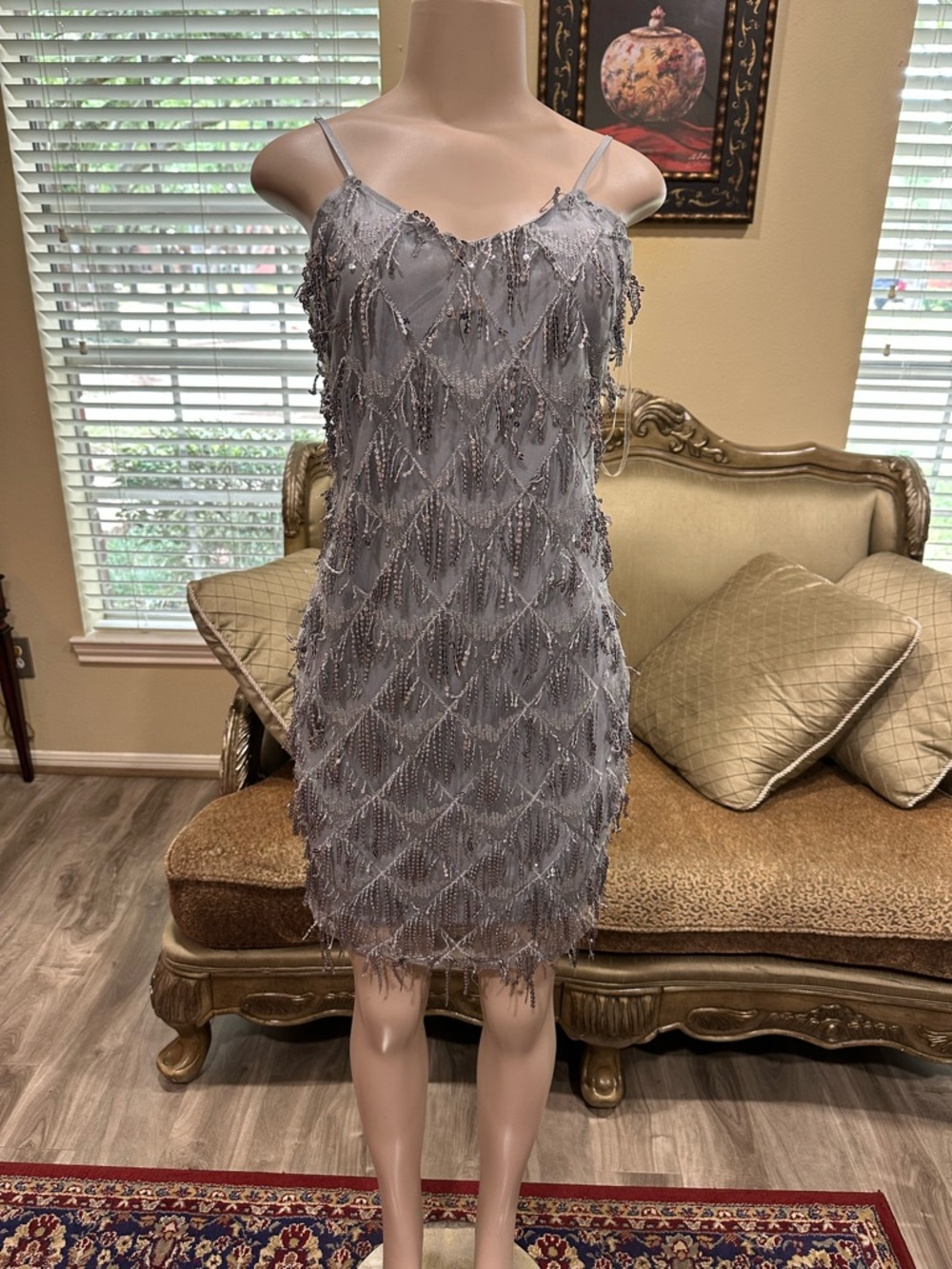 Elegant Gray Sequin Dress